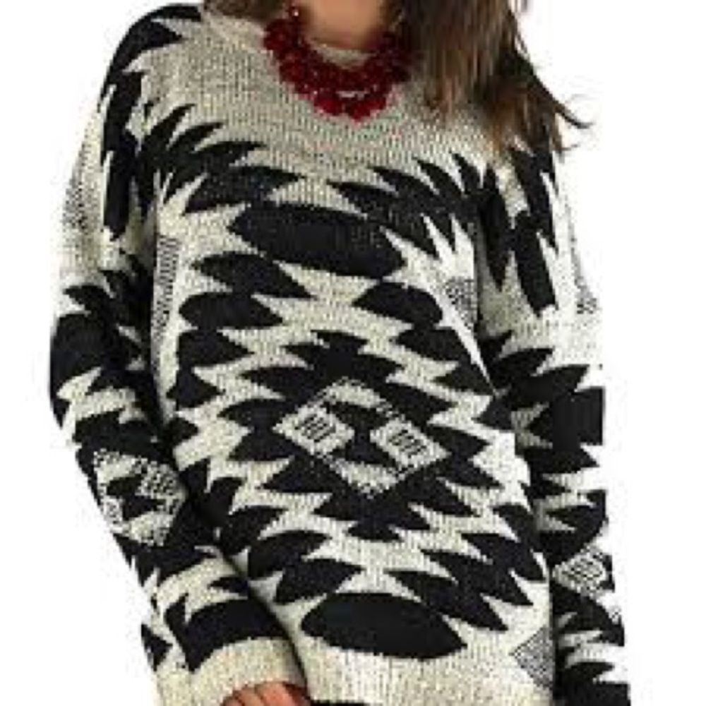 S/M Oversized Cozy Casual Aztec Print Soft Singh Sweater Top